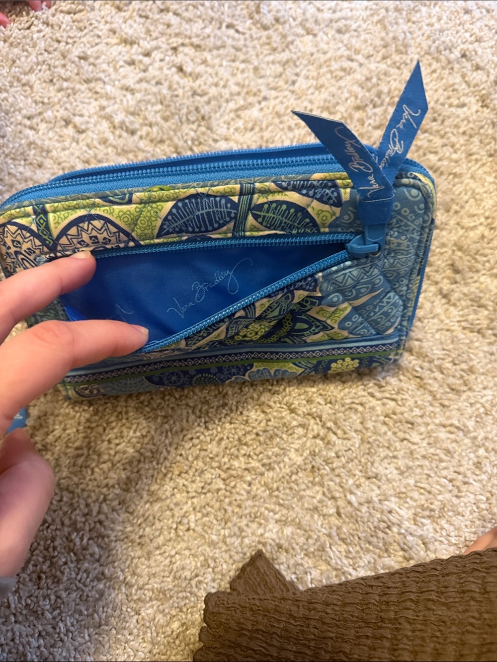 Vera Bradley Blue & Green Quilted Floral Zip Wallet - Picture 4 of 5